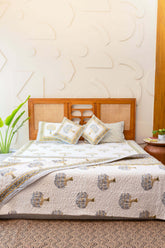 Heritage Blooms Hand Block Print Premium Bed Linen Set (6 Pieces) + Dining Set